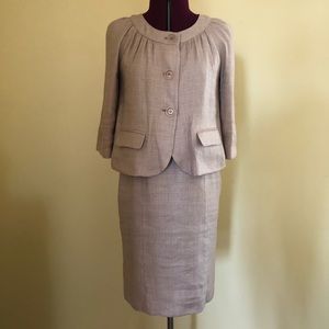 Jackie style linen blend skirt suit